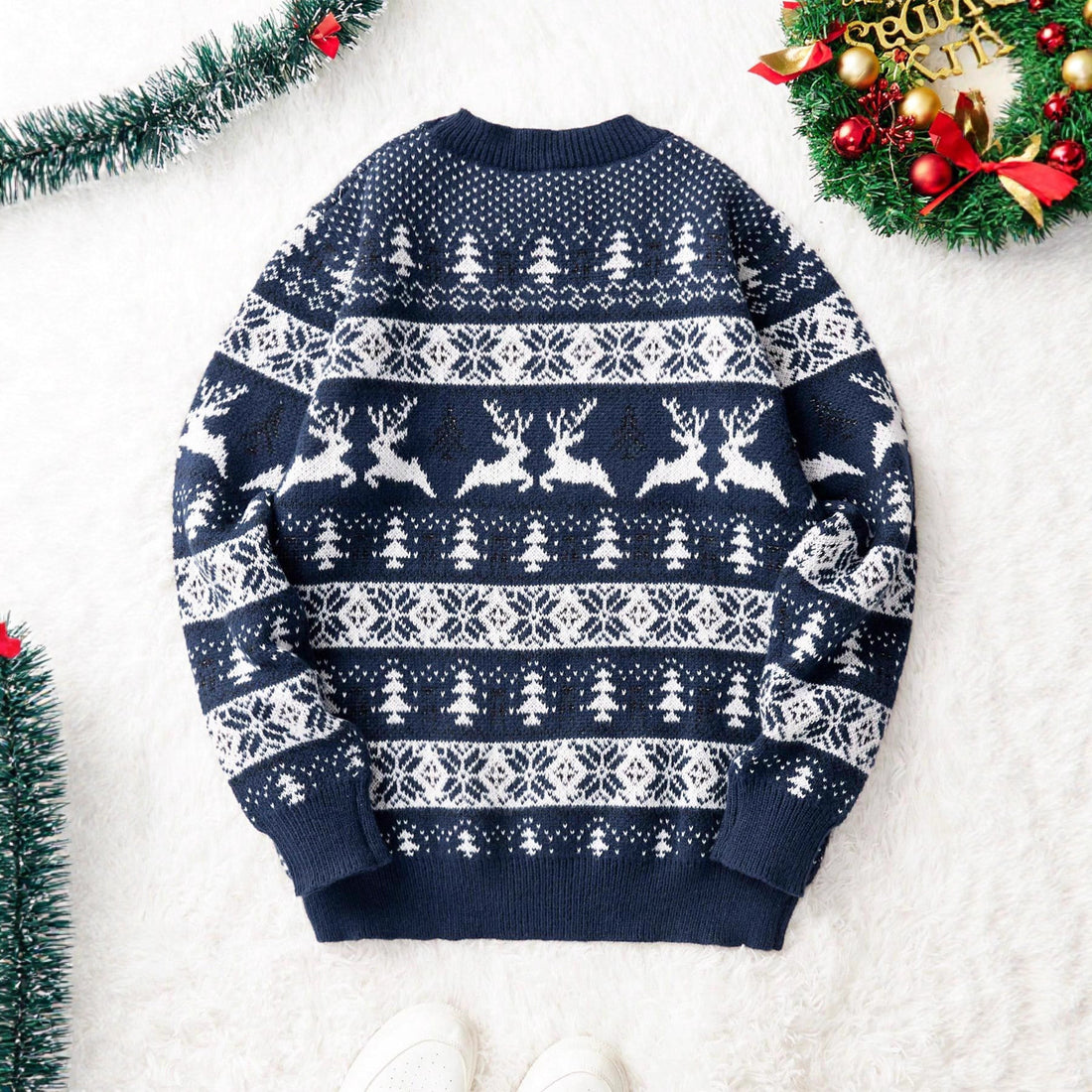 Christmas Sweater Men's Round Neck Loose Jacquard Knitwear